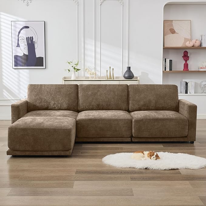 110.6" L Shaped Modular Sectional Sofa Modern Chenille Comfy Couch by CACFTII