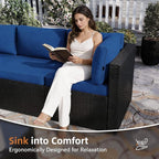 Aoxun Outdoor Patio Furniture Set, 5-Pieces All-Weather Rattan Sectional Sofa - Image 4