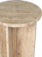 JONATHAN Y Javier Solid Travertine Marble End Table, 14-inch Round Modern - Image 7