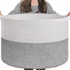 INDRESSME Large Storage Basket, 21.7'' x 13.8'' Cotton Rope Blanket Basket by INDRESSME