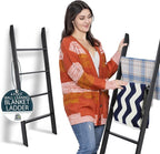 Blanket Ladder for Living Room and Bedroom, 4ft 4-Tier Wall Leaning Laminate - Image 3