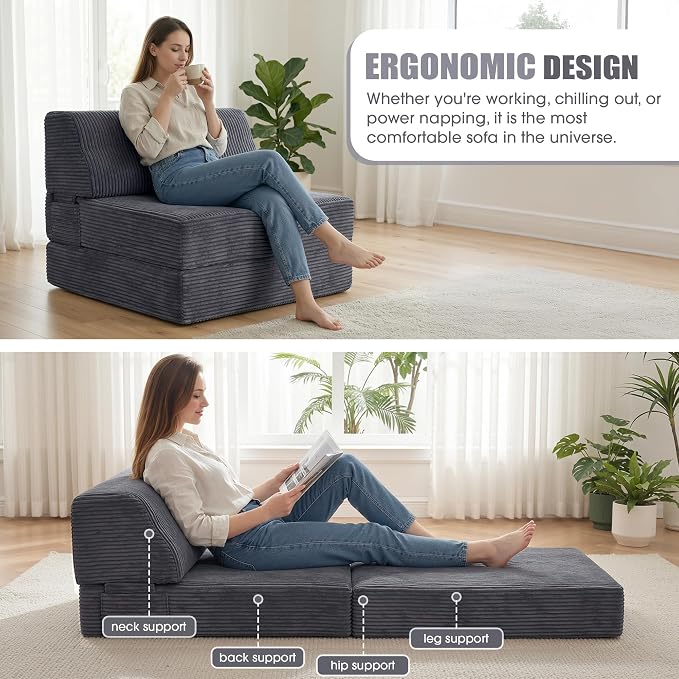 Kasunpul Folding Sofa Bed with Pillow, Memory Foam Fold Out Chair Bed, - Image 4
