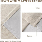 MIULEE Beige Pinch Pleated 100% Blackout Linen Curtains 40x84 Inches | Room - Image 5
