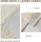 MIULEE Beige Pinch Pleated 100% Blackout Linen Curtains 40x108 Inches | Room - Image 5