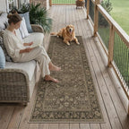 2x6 Brown Linen Look Washable Runner Rug by HUGEAR