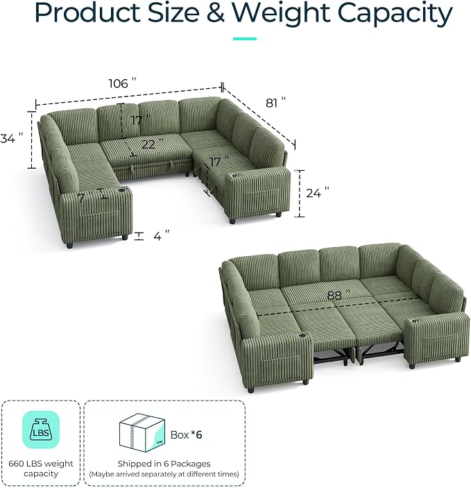 LINSY HOME Sectional Sleeper Sofa - Image 2
