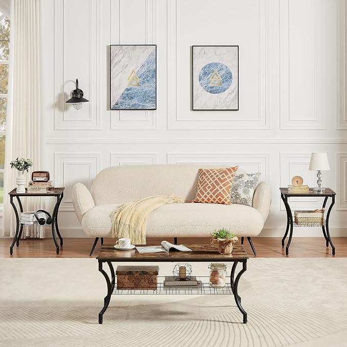 VECELO 3 Pieces Living Room Table Sets, Coffee and End Tables - Image 2