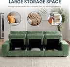 TEKAMON 100" Modular Sofa with Seats Storage, Comfy 3-Seater Chenille Fabric - Image 3