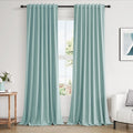 Light Blue 100% Blackout Linen Curtains 96 Inch Length 2 Panels Set by Guken