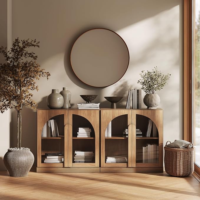 BELLEZE Set of 2 Modern Sideboard Buffet Cabinets by BELLEZE