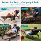 ABORON 2PK Oversized Chaise Lounge Chair, 5 Positions Padded Outdoor Tanning - Image 5