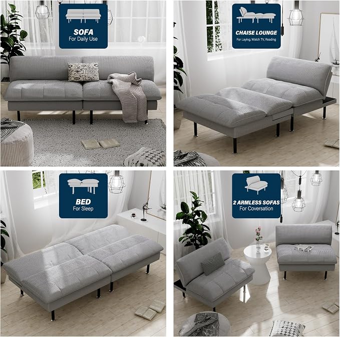 Ribilake 70" Futon Sofa Bed, 4 in 1 Multi-Function Couch Sleeper - Image 5