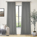 Dark Grey Pinch Pleated Linen Blackout Curtains 90 Inches Long by Twodrapes