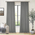 Grey Pleat Linen Blackout 102 Inch Curtains by Twodrapes