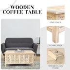 Rectangular Coffee Table – 36x18 Inch White Wash Finish Modern Wooden Center - Image 5