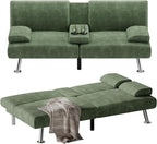 Flamaker Futon Sofa Bed Corduroy Folding Couch Adjustable Sleeper Sofa Bed by Flamaker