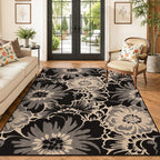 Findosom Washable Area Rug 5x7, Non Slip High-Low Textured Floral Rugs - Image 5