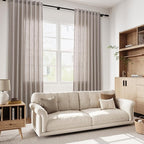 Brownish Grey Linen Curtains for Living Room 92 Inches Long Back Tab Light - Image 6
