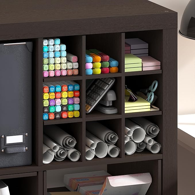 Furinno Cubicle Cube Insert, 9-Compartment Cube Organizer, Geometric Shelf - Image 4