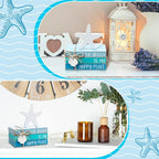 Pinkunn 4 Pcs Summer Table Coastal Theme Decorations Wooden Beach Starfish - Image 6