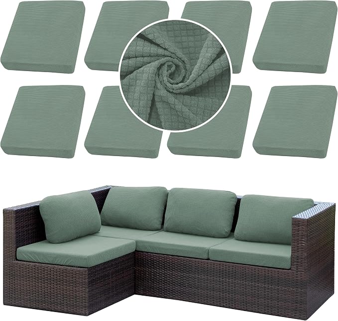 8PCS Patio Cushion Covers.Patio Furniture Couch SeatSlipcovers | Washable by SUKAIKEQA