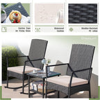 Greesum 3 Pieces Patio Furniture Set Outdoor Wicker Rocking Chairs - Image 7