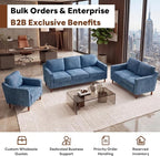 Kingfun Living Room Furniture Sets, 3 Seater Couch and Loveseat, Mid Century - Image 5