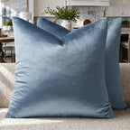 GIGIZAZA Stone Blue Velvet Decorative Throw Pillow Covers 18x18 by GIGIZAZAFocusingonhomedecoration