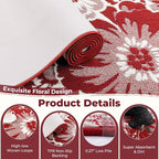 Findosom Christmas Runner Rug 2x6, Non Slip High-Low Textured Floral Washable - Image 3