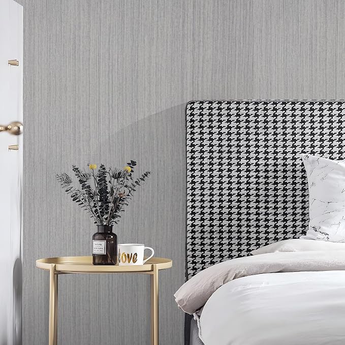 Grasscloth Peel and Stick Wallpaper Modern 15.7in x 118.1in Textured Linen - Image 2