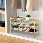 ROMGUAR CRAFT 3-Tier Bamboo Long Shoe Rack, Free Standing Wood Shoe Shelf - Image 4