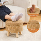 Cpintltr Storage Ottoman Poufs Handwoven Footstool Natural Seagrass Round - Image 4