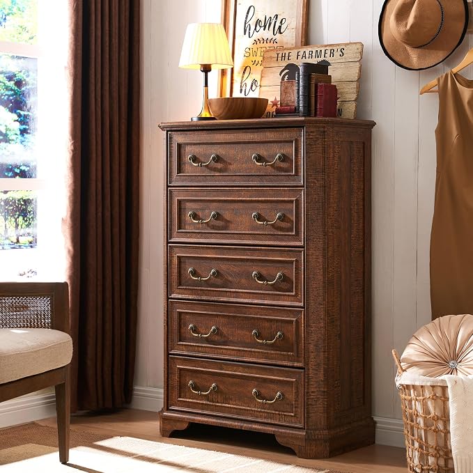 T4TREAM Farmhouse 5 Drawers Dresser by T4TREAMFurniture