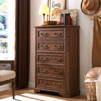 T4TREAM Farmhouse 5 Drawers Dresser by T4TREAMFurniture