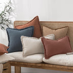 MIULEE Linen Fringe Decorative Fall Throw Pillow Covers Autumn Glaze 20x20 | - Image 9