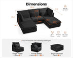 115" Oversized Corduroy Couch Modular Sectional Sofa, Washable Cloud Couch - Image 2