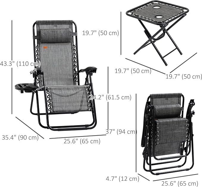 Outsunny Zero Gravity Chair Set - Image 5