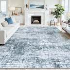 9x12 Area Rug for Living Room Bedroom: Non-Slip Modern Light Slate Blue | - Image 8
