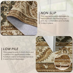 Area Rugs for Living Room, Washable 5x7 Area Rug for Bedroom, Retro Floral - Image 3