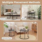 Giantex Nesting Coffee Table Set of 2, Round Stacking Side Tables - Image 5