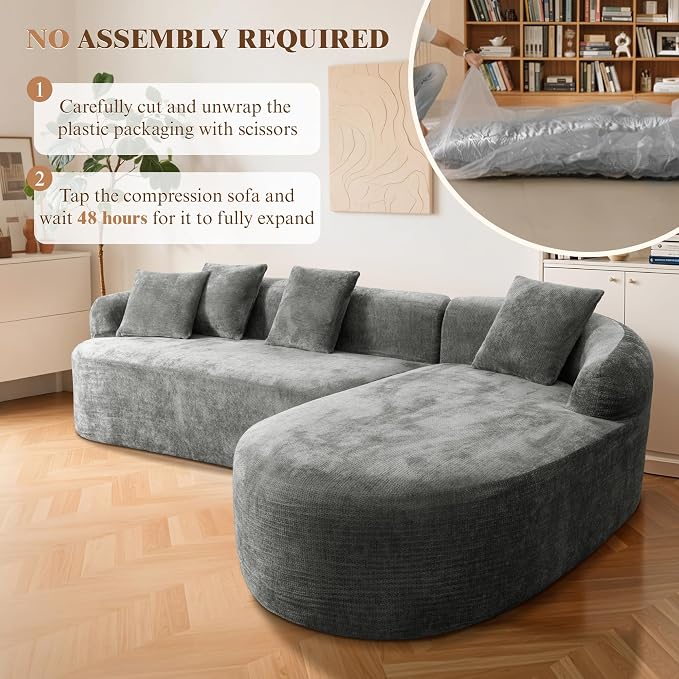 99" Curved Sectional Sofa with Chaise, Modern Boneless Couch with Deep Seat - Image 6