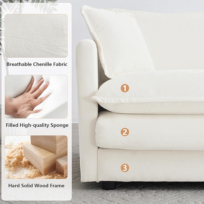 mikibama Luxury 3 Piece Sofa Set, 2 Pieces of Single Sofa and 1 Piece of 3 - Image 4