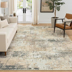 Rugflix 5x7 Area Rugs for Living Room, Washable Gold Beige Grey Large Rug | by RugflixAreaRugs
