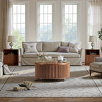 Evermagin 31.5'' Round Coffee Table, Fluted Lift Top Oak Coffee Table - Image 7