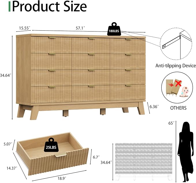 Fluted Dresser for Bedroom - Image 2