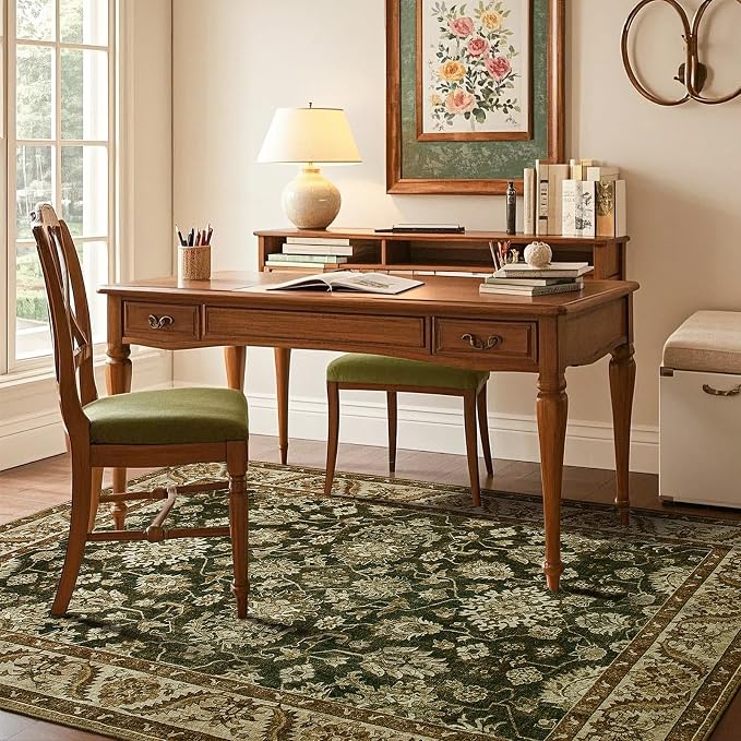 Area Rugs for Living Room, 6x9 Washable Area Rug for Bedroom, Retro Floral - Image 5