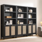 SICOTAS Bookcase 71" Tall Bookshelf 5 Tier Rattan Boho Bookcase by SICOTAS