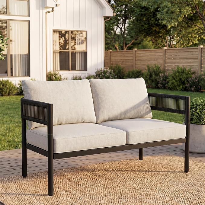 Gand Patio Outdoor Loveseat, Wicker Conversation Set - Image 5
