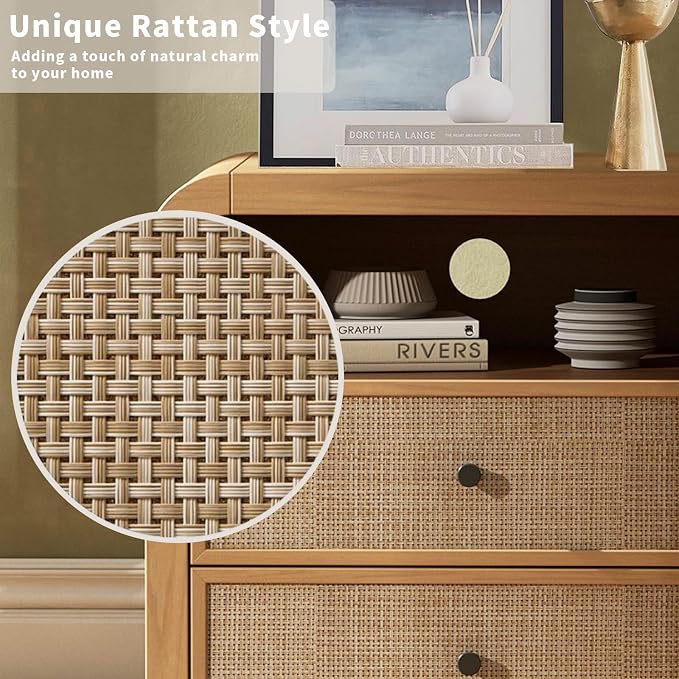 Oak&Sparrow Rattan Nightstand, 23.6'' Rattan End Table - Image 5