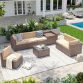 Aoxun 8-Piece Patio Furniture Set, Wicker Outdoor Sectional Sofa by Aoxun